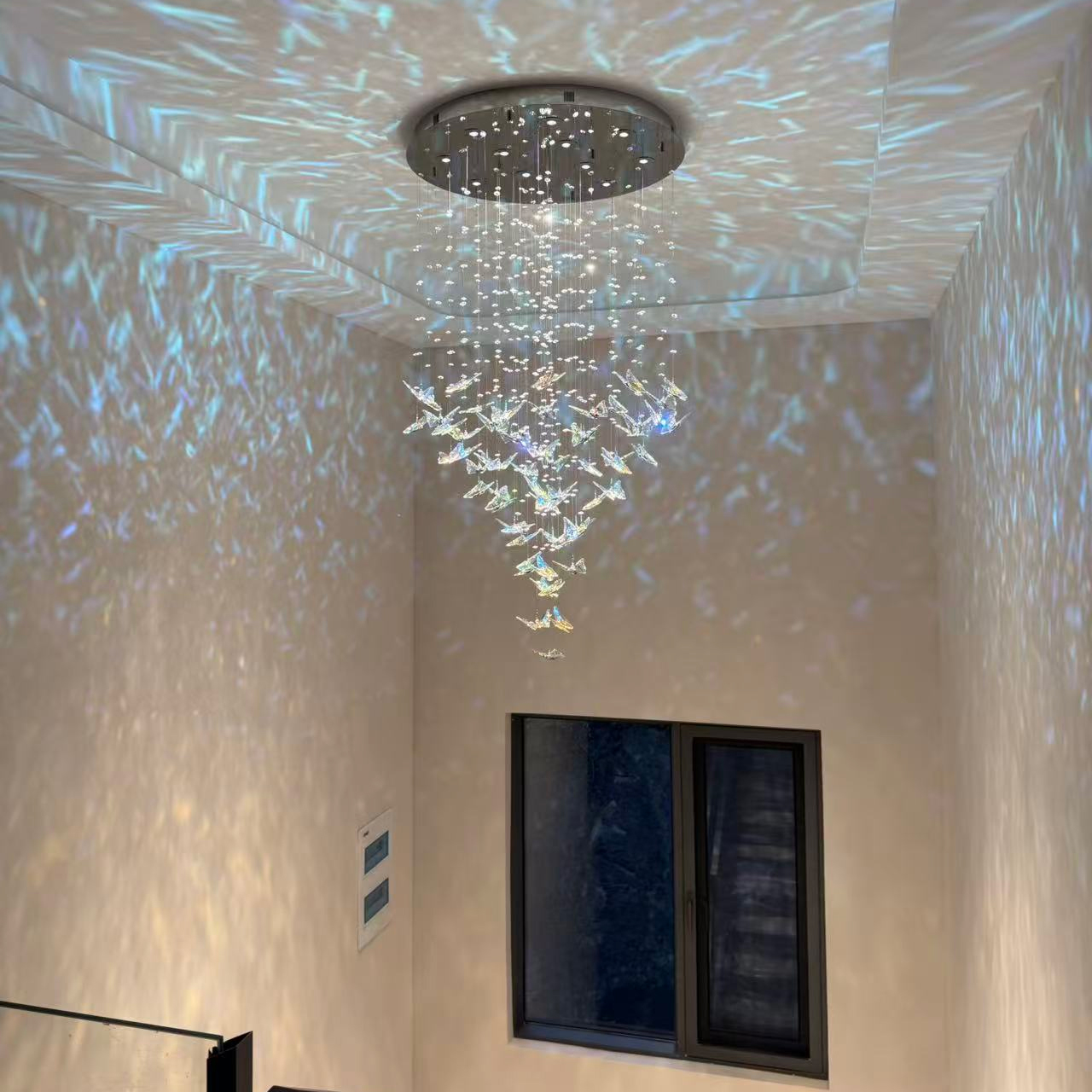 Crystal chandeliers, butterfly crystal chandeliers, light luxury chandeliers, villa chandeliers, fairy lights, staircase lights, Italian style,ceiling light, home aesthetics, Swarovski crystals, Egyptian Asfour crystals, Chinese K9 crystals