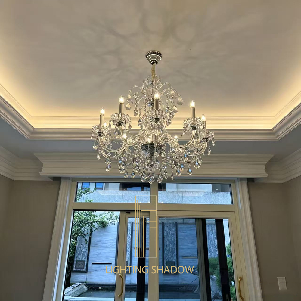 French crystal pendant ,luxury retro crystal light,iving room hall main light, Villa duplex main light, European style lighting fixtures, French style, private club design，Egyptian Asfour crystal，Chinese K9 crystal， Saint Malu SK-L12