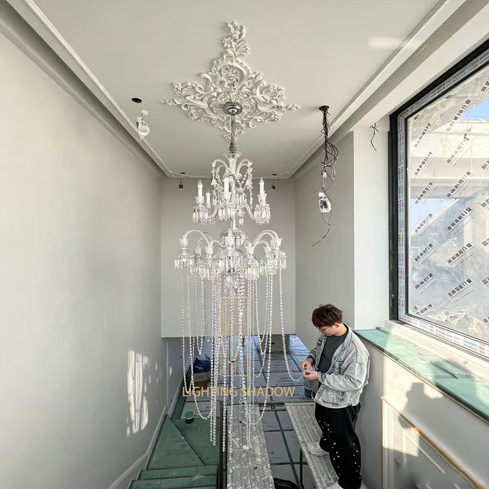 French crystal pendant light,  luxury crystal light,iving room hall main light, European style lighting fixtures, French style, private club design，Egyptian Asfour crystal，Chinese K9 crystal， Saint Malu BZX-L12