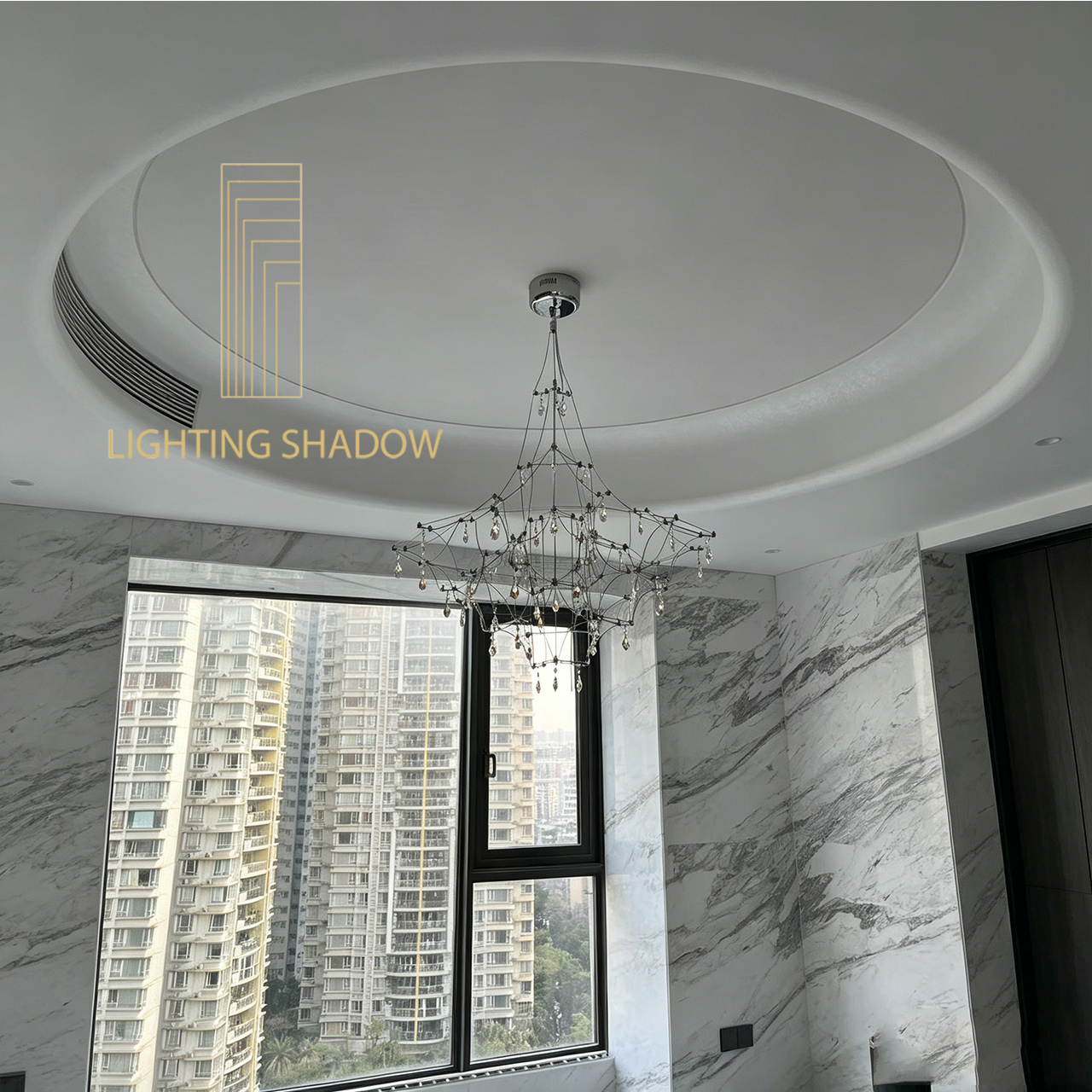 ﻿crystal chandeliers, luxury chandeliers, firefly crystal chandeliers,Empty living room chandelier, Italian style, luxurious interior decoration, home aesthetics, Swarovski crystals,Egyptian Asfour crystals, Chinese K9 crystals 