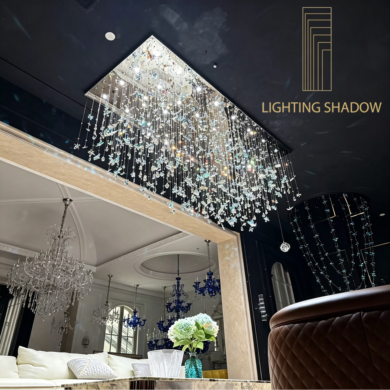 ﻿ Light luxury chandeliers, crystal chandeliers, butterfly crystal chandeliers, villa chandeliers, fairylights, Italian style, luxurious interior decoration, home aesthetics, Swarovski crystals, Egyptian Asfour, Chinese K9 crystals，TD622 Butterfly Crystal Chandelier