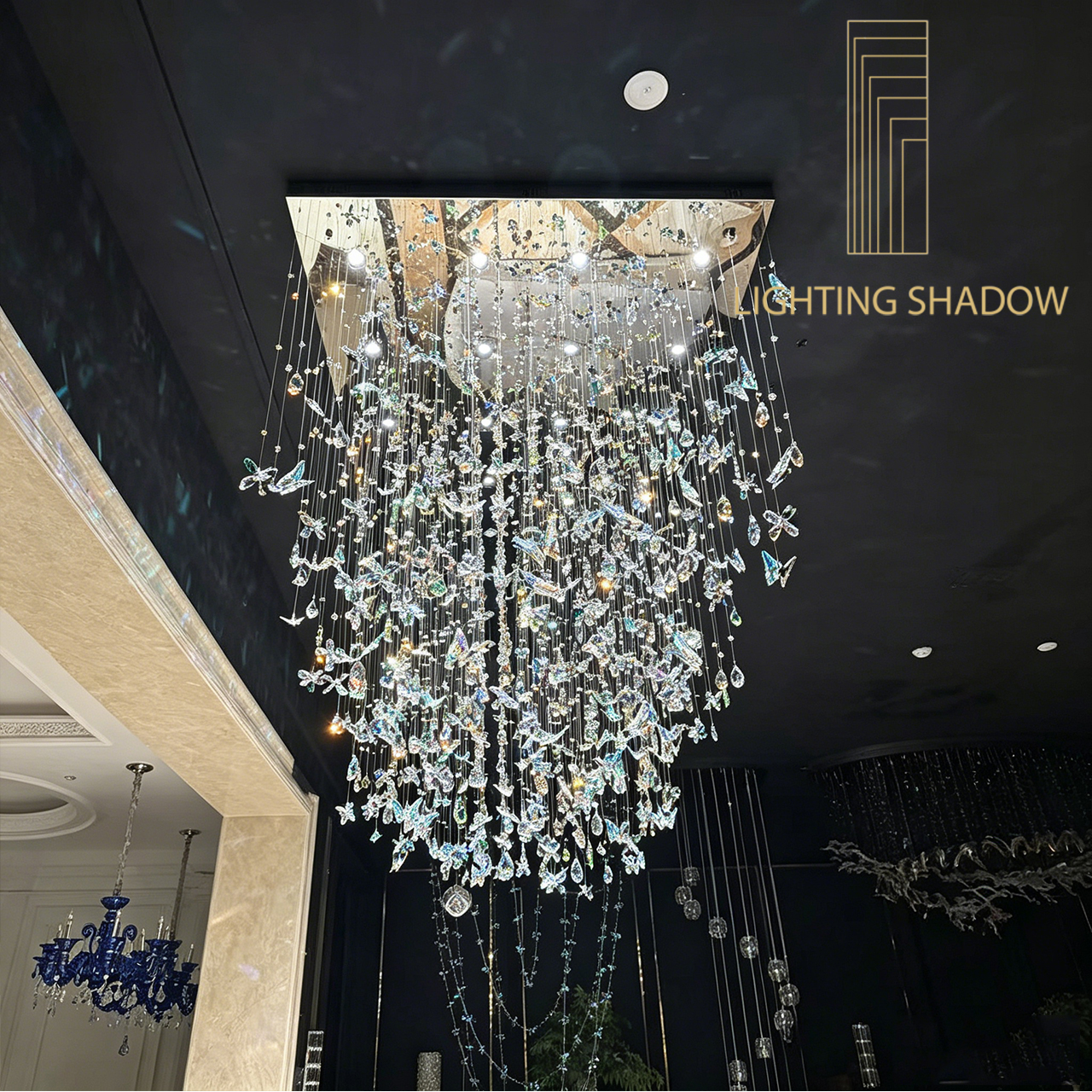 ﻿ Light luxury chandeliers, crystal chandeliers, butterfly crystal chandeliers, villa chandeliers, fairylights, Italian style, luxurious interior decoration, home aesthetics, Swarovski crystals, Egyptian Asfour, Chinese K9 crystals，TD622 Butterfly Crystal Chandelier