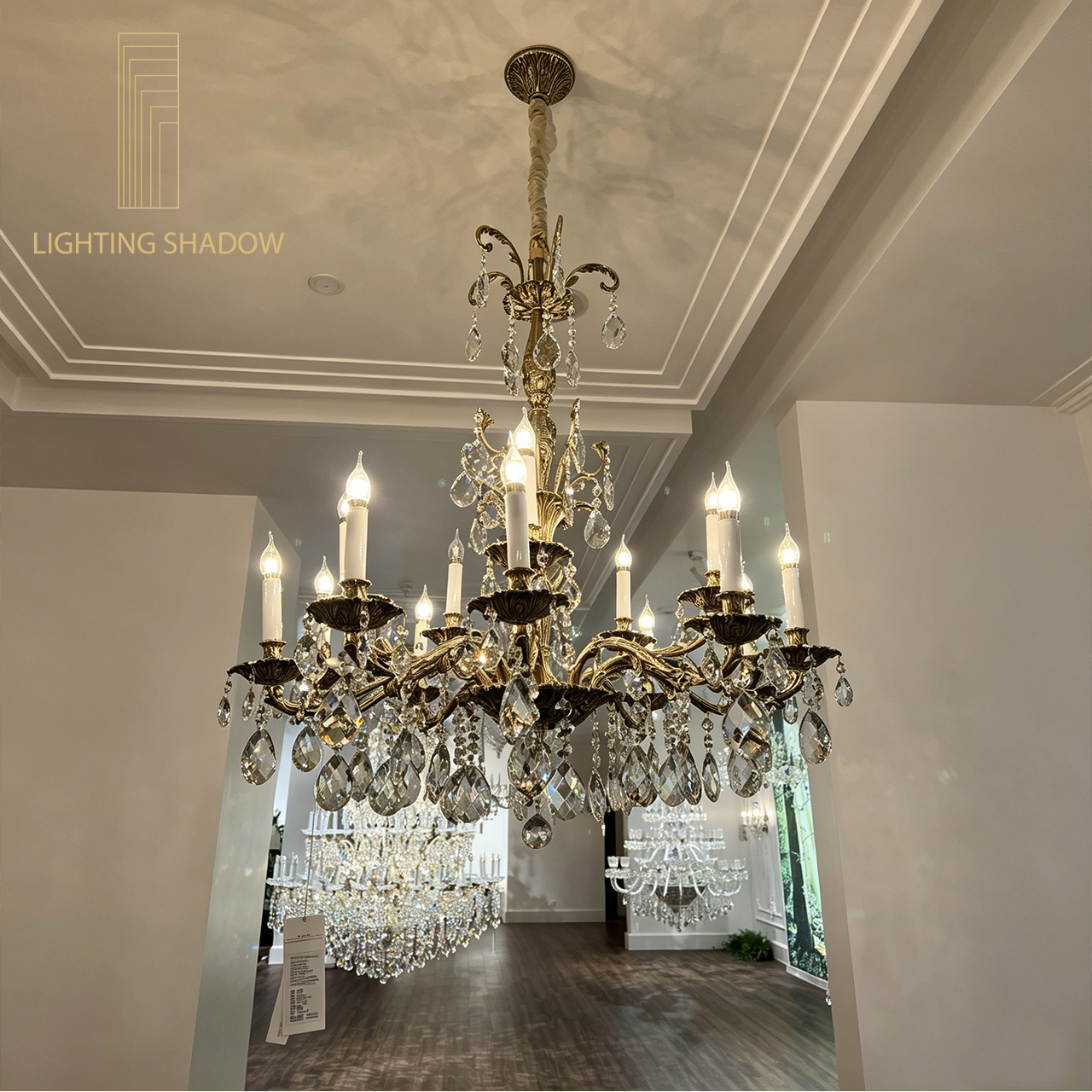 French crystal pendant light, light luxury retro crystal light, living room duplex hall main light,Egyptian Asfour crystal，Chinese K9 crystal， Saint Malu TRL12 