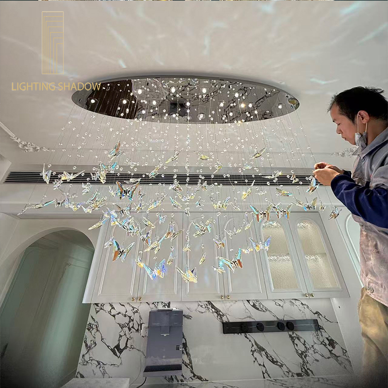 ﻿ Light luxury chandeliers, crystal chandeliers, butterfly crystal chandeliers, villa chandeliers, fairylights, Italian style, luxurious interior decoration, home aesthetics, Swarovski crystals, Egyptian Asfour, Chinese K9 crystals，TD622 Butterfly Crystal Chandelier