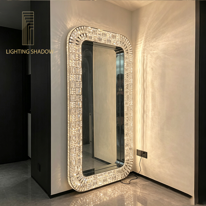 Light luxury crystal mirror, crystal lamp, room full body mirror, Chinese k9 crystal ME-L1200