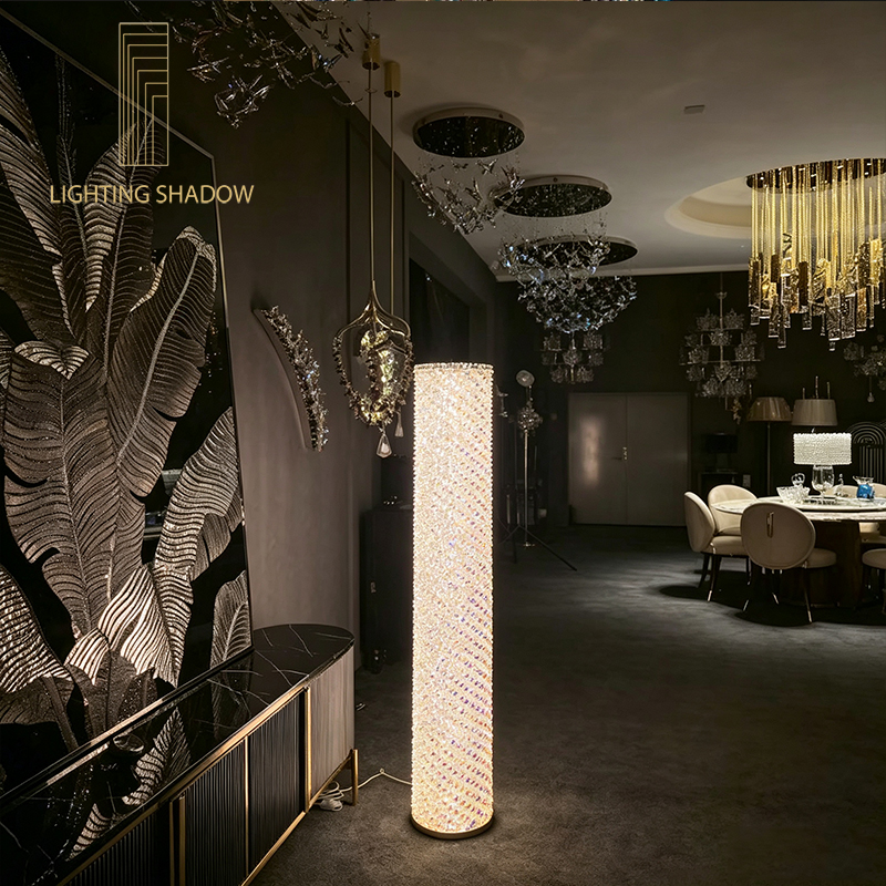 Pink floor lamp and crystal floor lamp