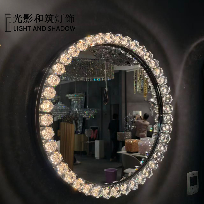 Light luxury crystal mirror, crystal lamp, room full body mirror, Chinese k9 crystal  TDME2601B  D800