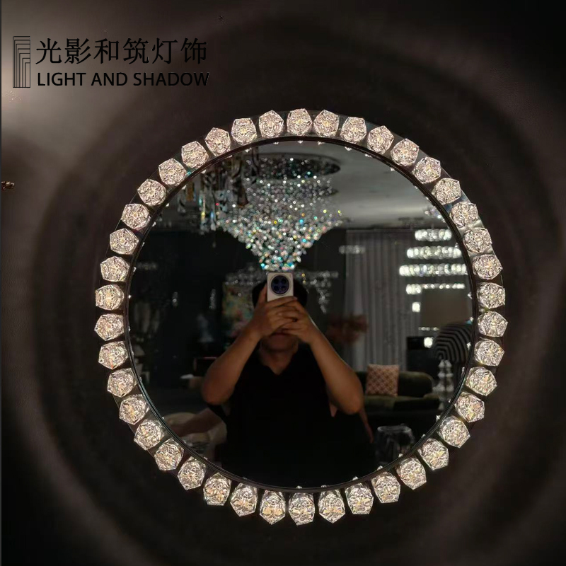 Light luxury crystal mirror, crystal lamp, room full body mirror, Chinese k9 crystal  TDME2601B  D800