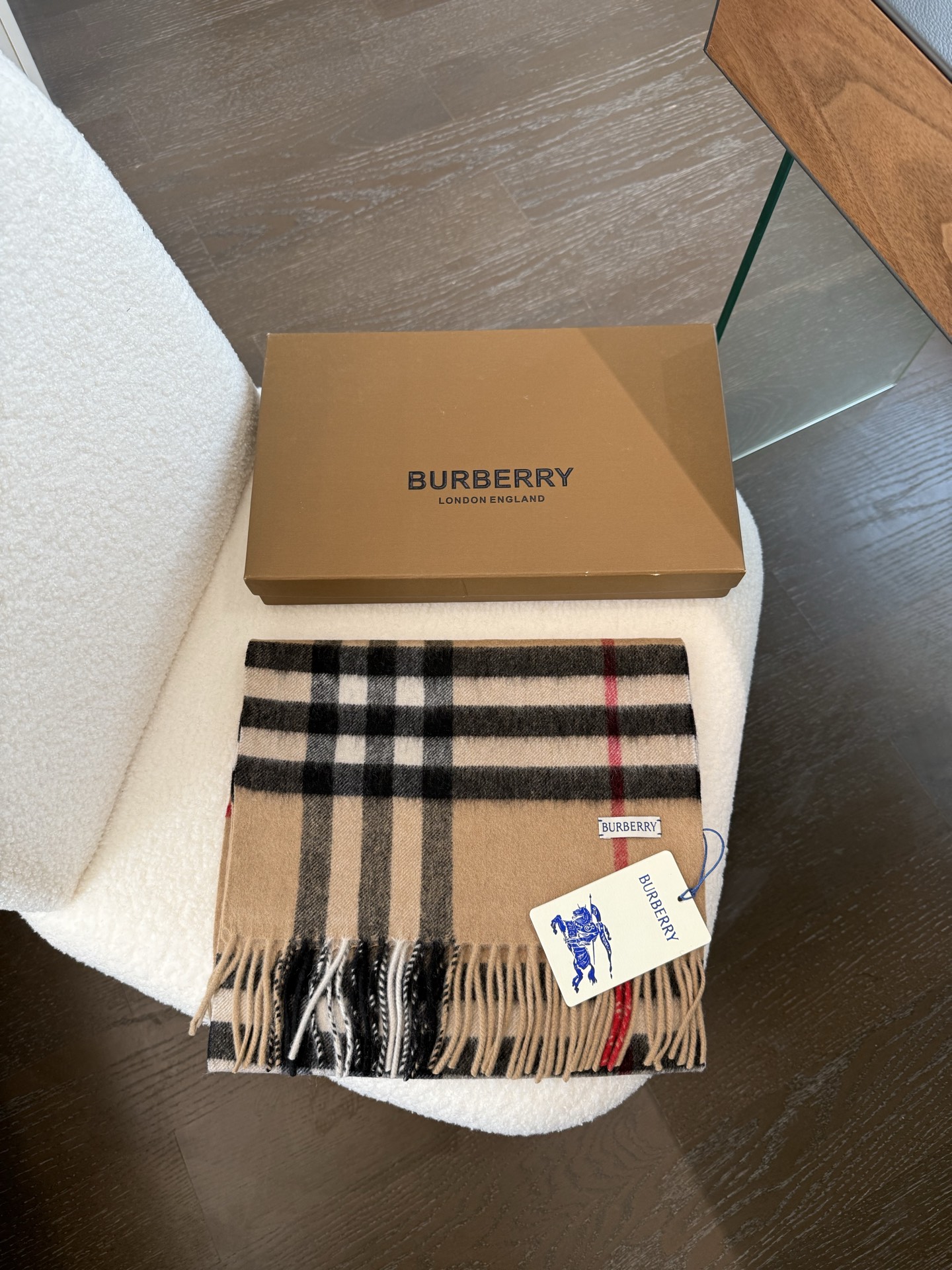 burberry 經典羊絨格子圍巾