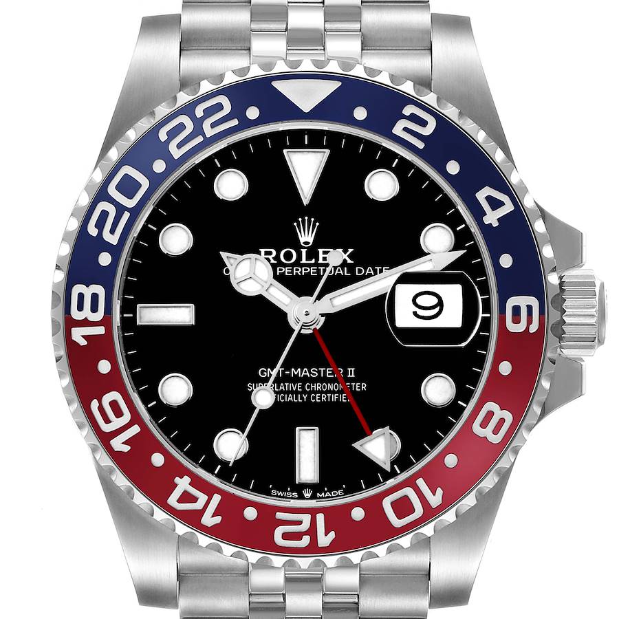 Replica Rolex GMT Master II van staal met blauw-rode Pepsi lunette horloges 126710