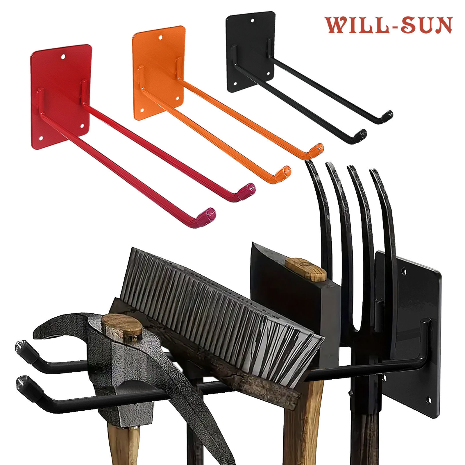 American‑Style Iron Wall‑Mount Garden Tool Storage Rack, Wall Organizer for Shovels, Rakes, Brooms, Hoses and Spades