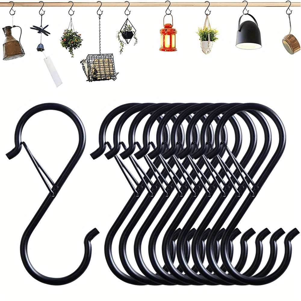 Metal S Hooks with Rust-Resistant Spring Clip Design, Plant Hooks, Home Decor Hooks – Easy Install & Space-Saving Storage Solution, Modern Decorative Hooks, Christmas Ornament Hooks