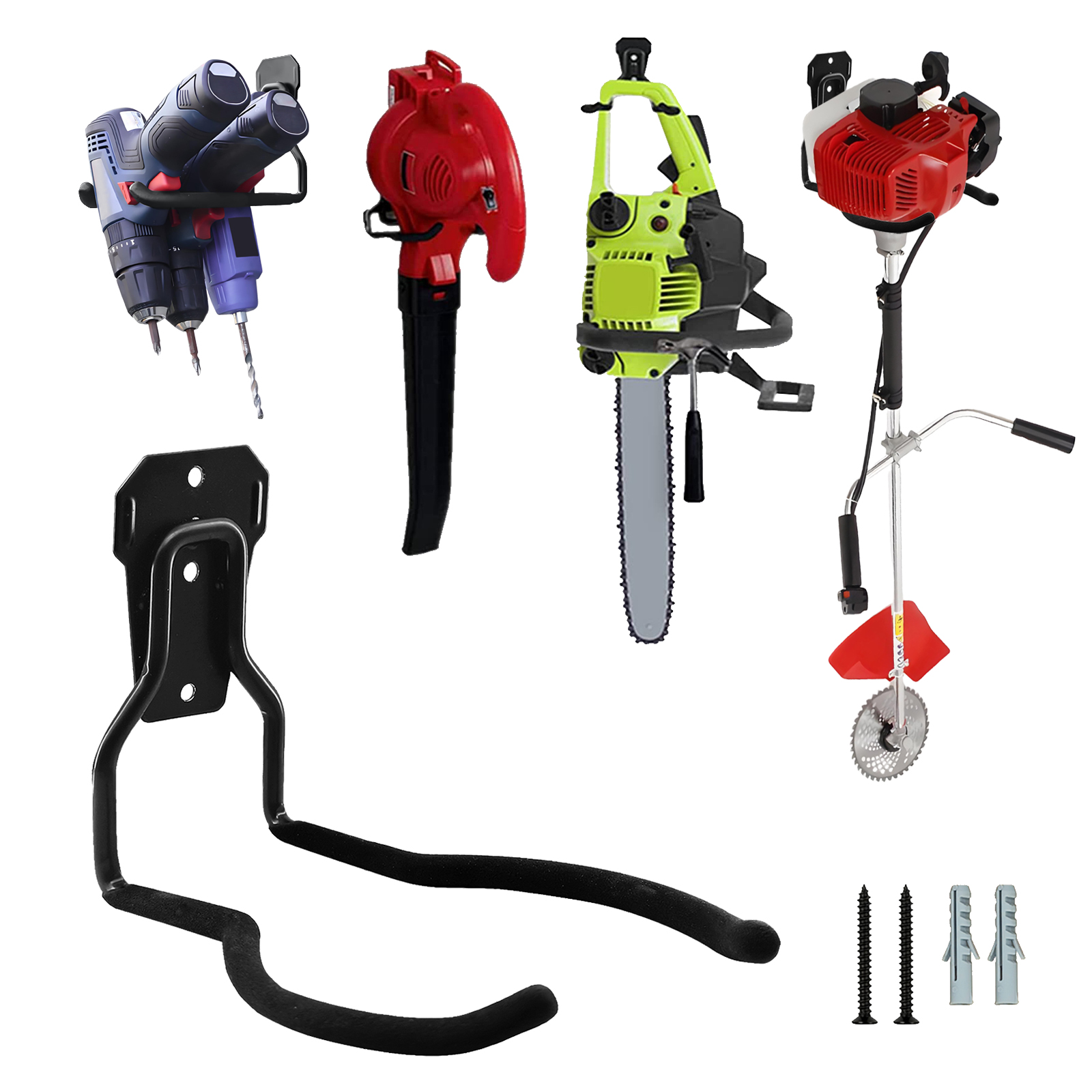 Garden Multipurpose Hooks for Power Tools, Lawn Mower & Impact Drill - Wall Mount Heavy Duty Tool Storage Hooks