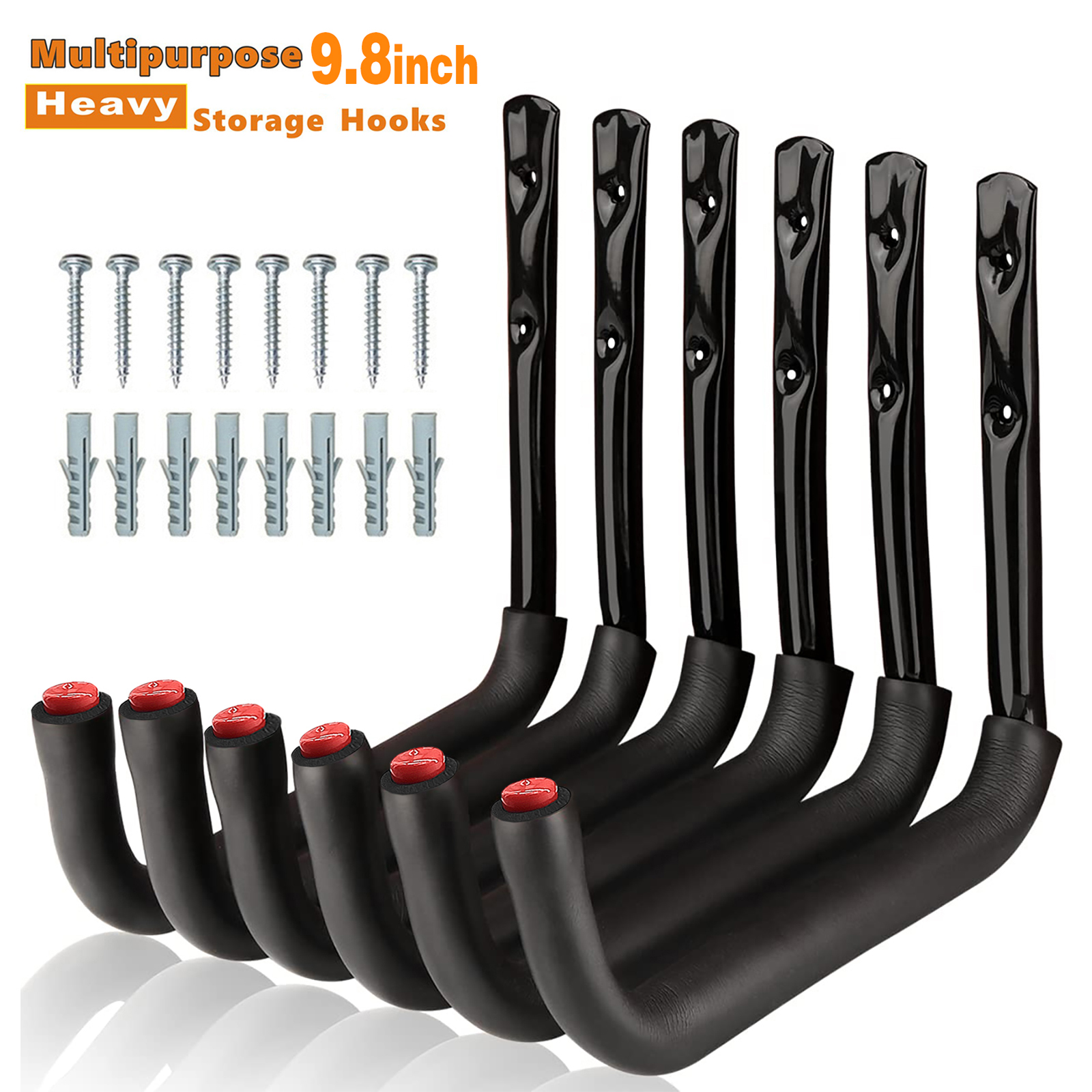 9.8inch Heavy Duty Metal Wall Mounted Garage Storage Hooks, Utility Hanging Hooks for Kayak, Ladder, Bicycle