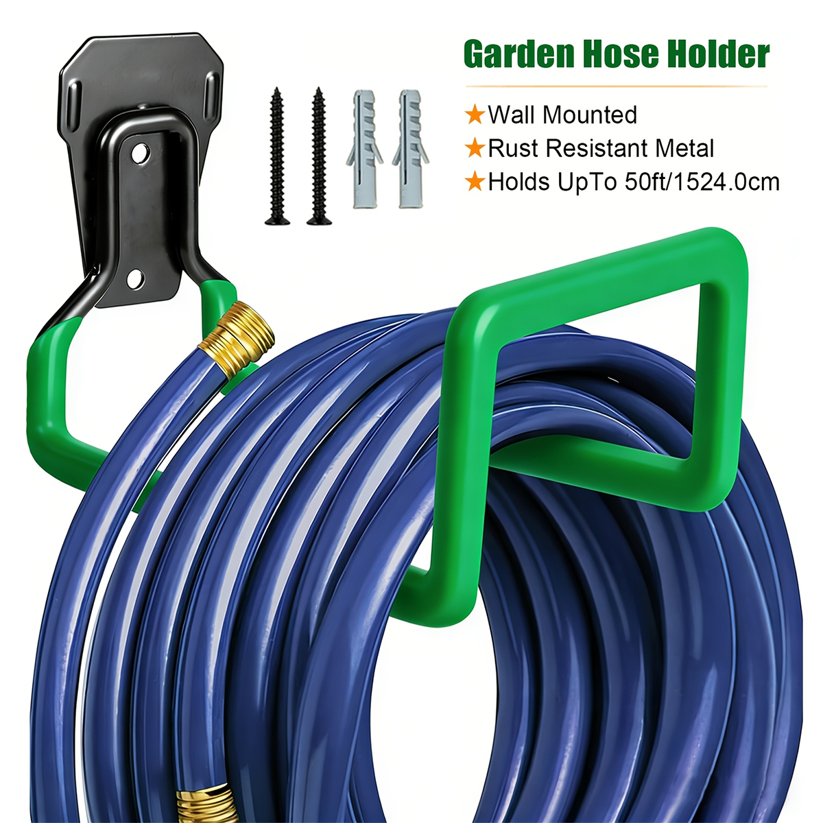Heavy-Duty Metal Garage Wall Storage Hook, Anti-Slip Coated Utility Hanger, Multipurpose Hook for Garden Hose, Cables, Ropes, Workshop Tools, Yard Equipment