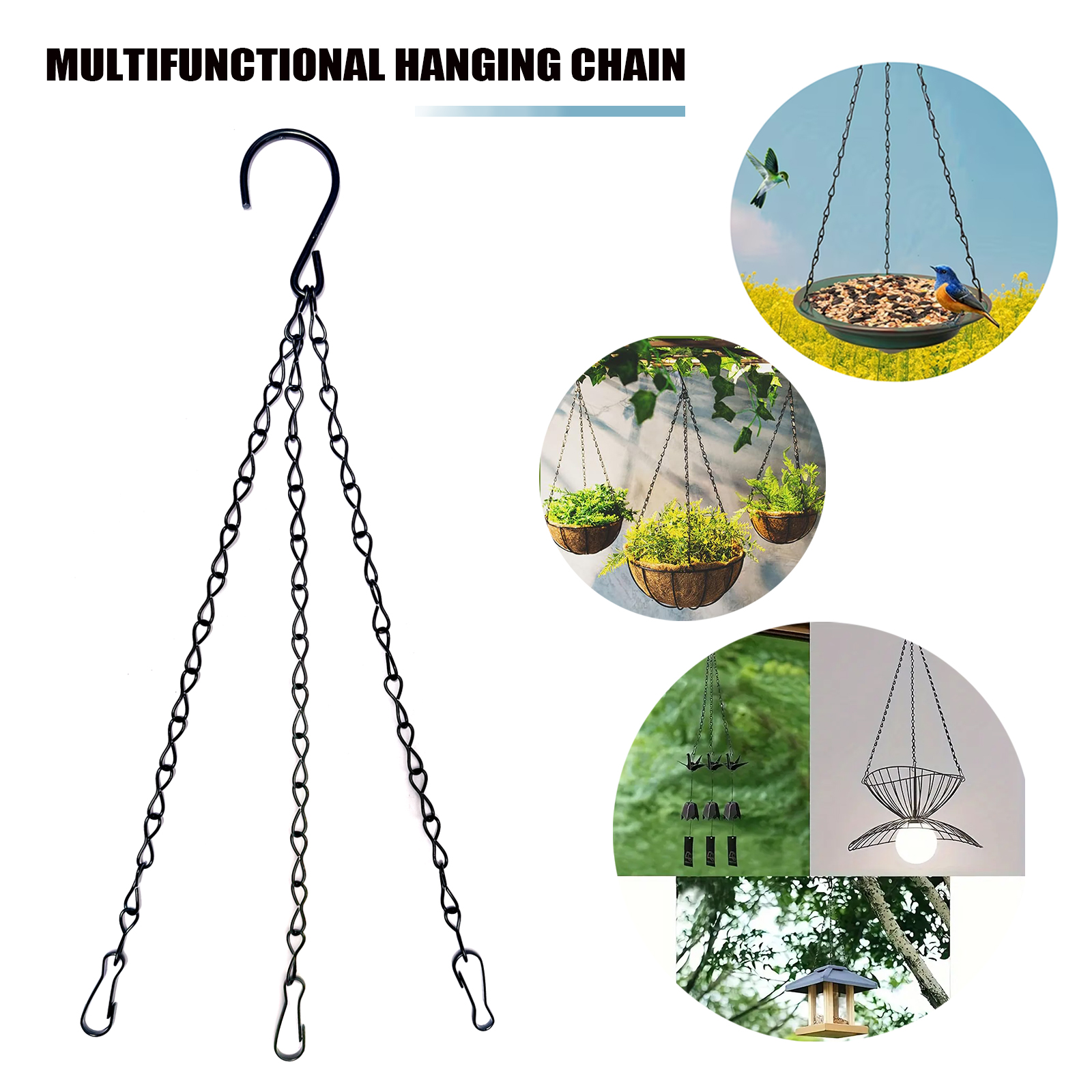 Black Figure 8 Chain Plant Hanging Chain, Hanging Basket Chain with Hooks, Flower Pot Decorative Hanging Chain
