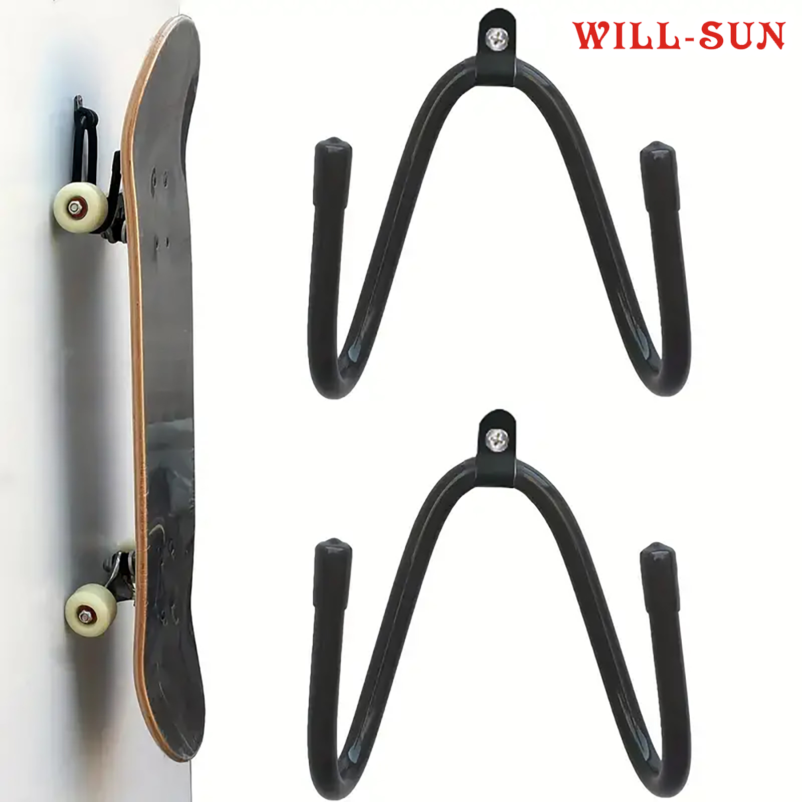 Skateboard Rack, Car Rear Seat & Wall Mount Storage Holder, Indoor Organizer Bracket for Solid PVC Hose, Vacuum Cleaner Rack