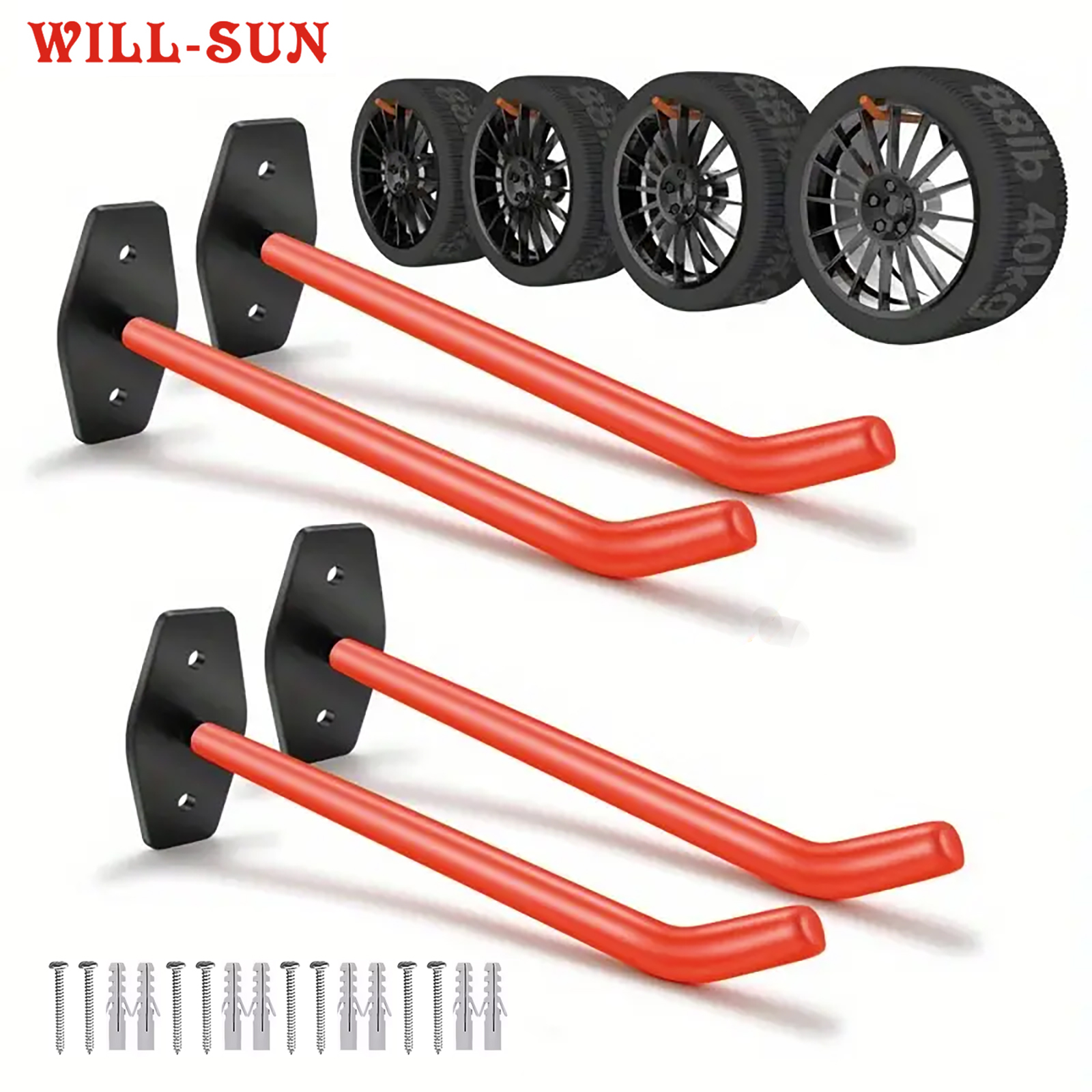  Tire Wall Mount Storage Rack, Heavy Duty Garage Holder Holds Up to 88lb