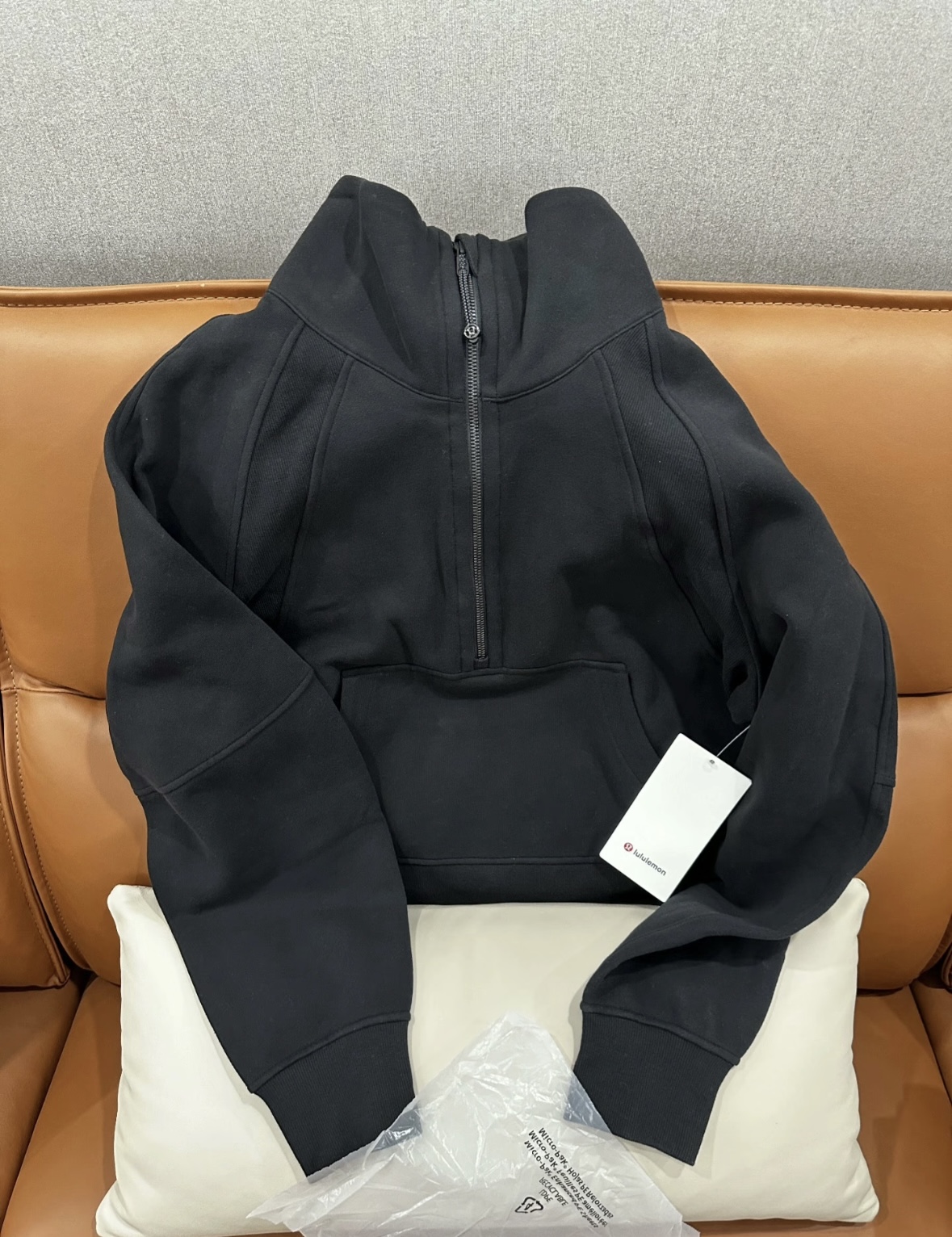 Scuba Cropped Funnel-Neck Half Zipper