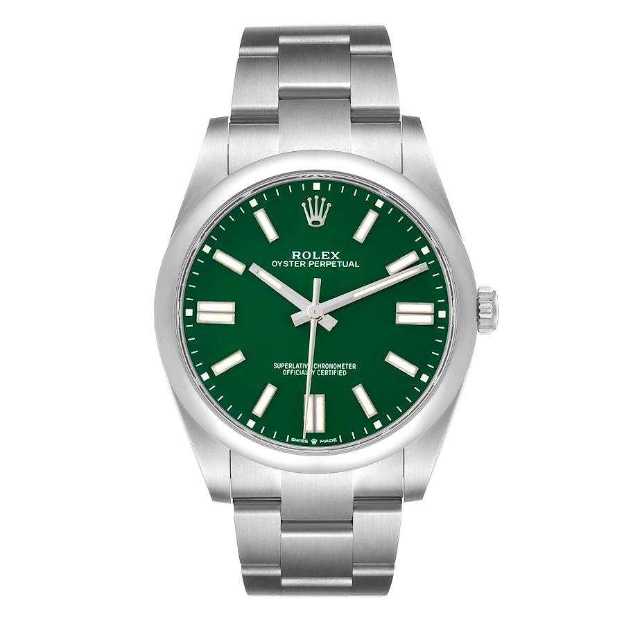 Replik Rolex Oyster Perpetual 41 Grünes Zifferblatt Stahl Herrenuhr 124300