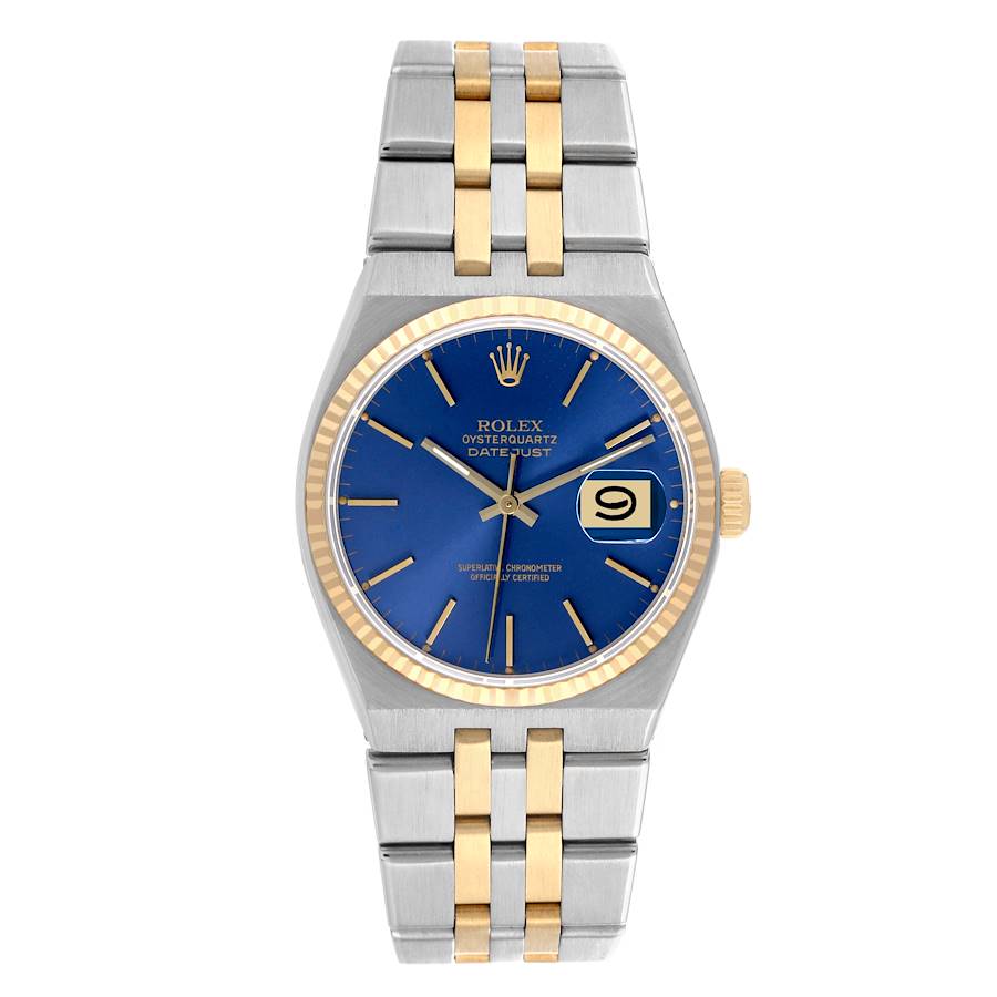 Replik Rolex Oysterquartz Datejust Stahl Gelb Gold Blau Zifferblatt Herrenuhr 17013