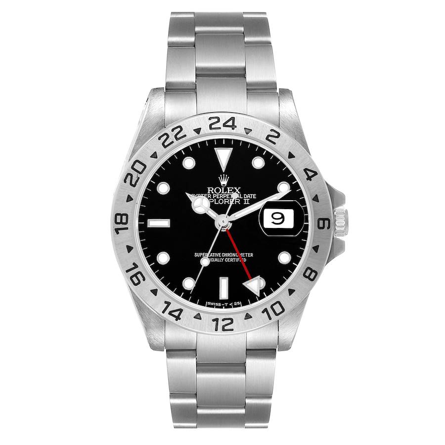 Replik Rolex Explorer II 40 mm schwarzes Zifferblatt Stahl Herrenuhr 16570