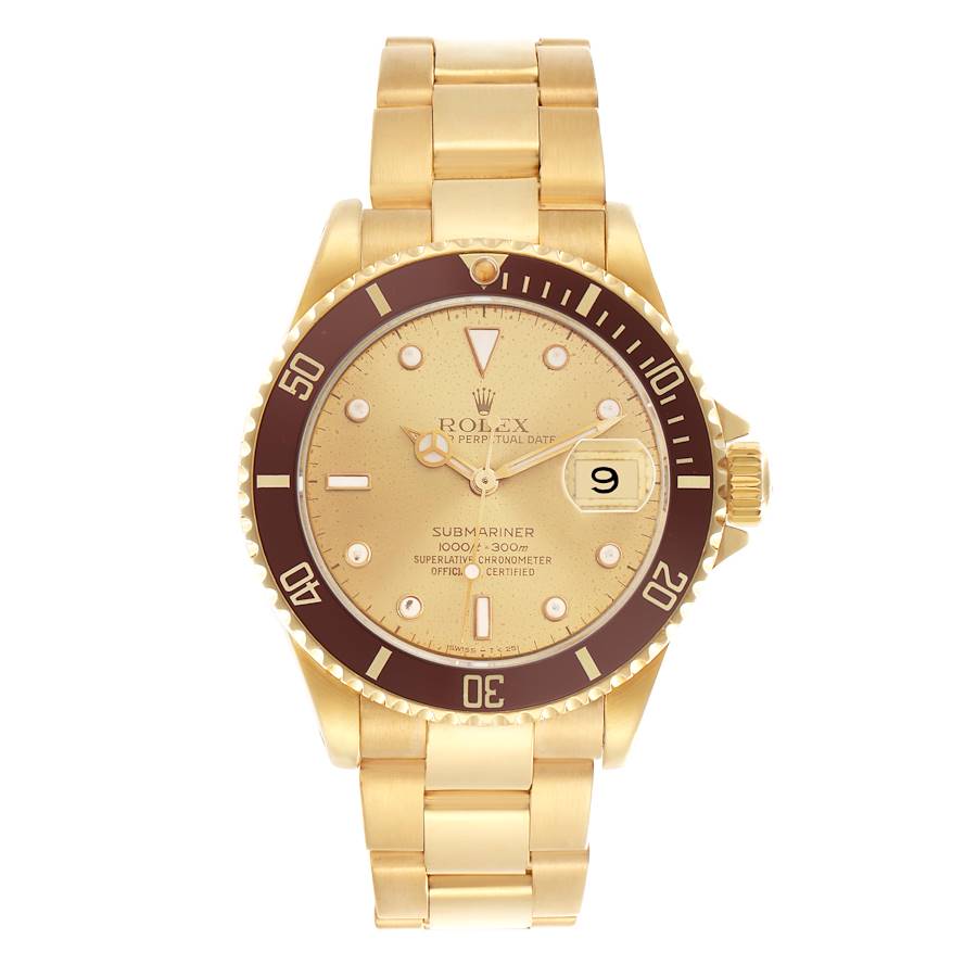 Replik Rolex Submariner Gelbgold Champagner Zifferblatt Herrenuhr 16618