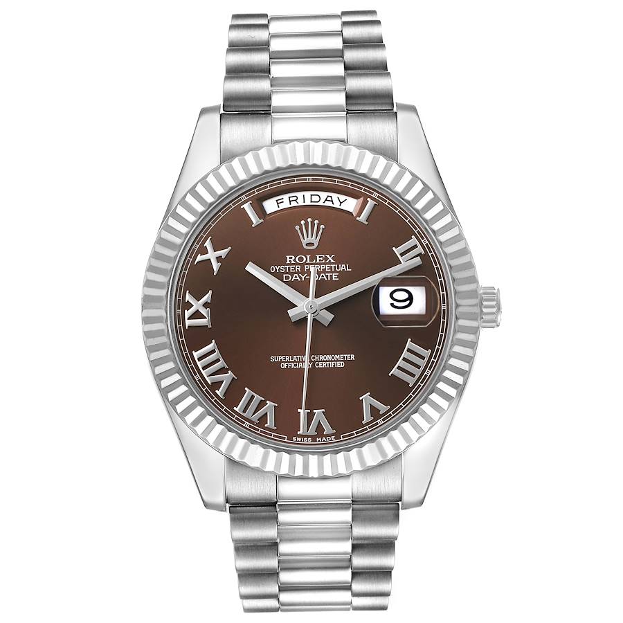 Replica Rolex President Day-Date II White Gold Brown Dial Mens Watch 218239