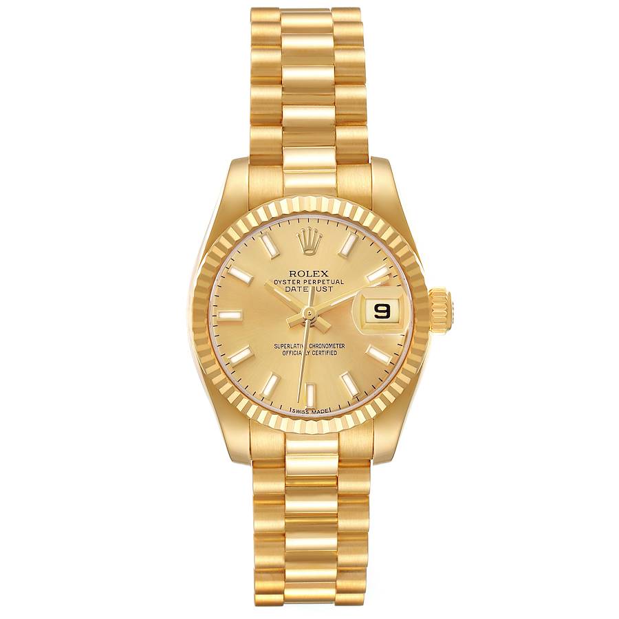 Replica Rolex President Datejust Yellow Gold Diamond Dial Ladies Watch 179178