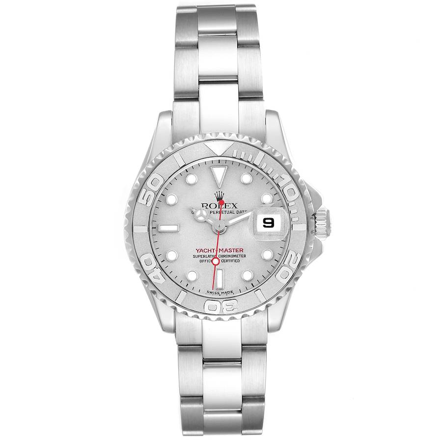 Replica Rolex Yachtmaster 29 Steel Platinum Dial Bezel Ladies Watch 169622