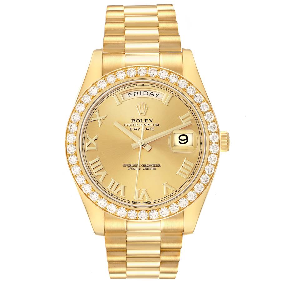 Replica Rolex President Day-Date 41 Yellow Gold Diamond Mens Watch 218348