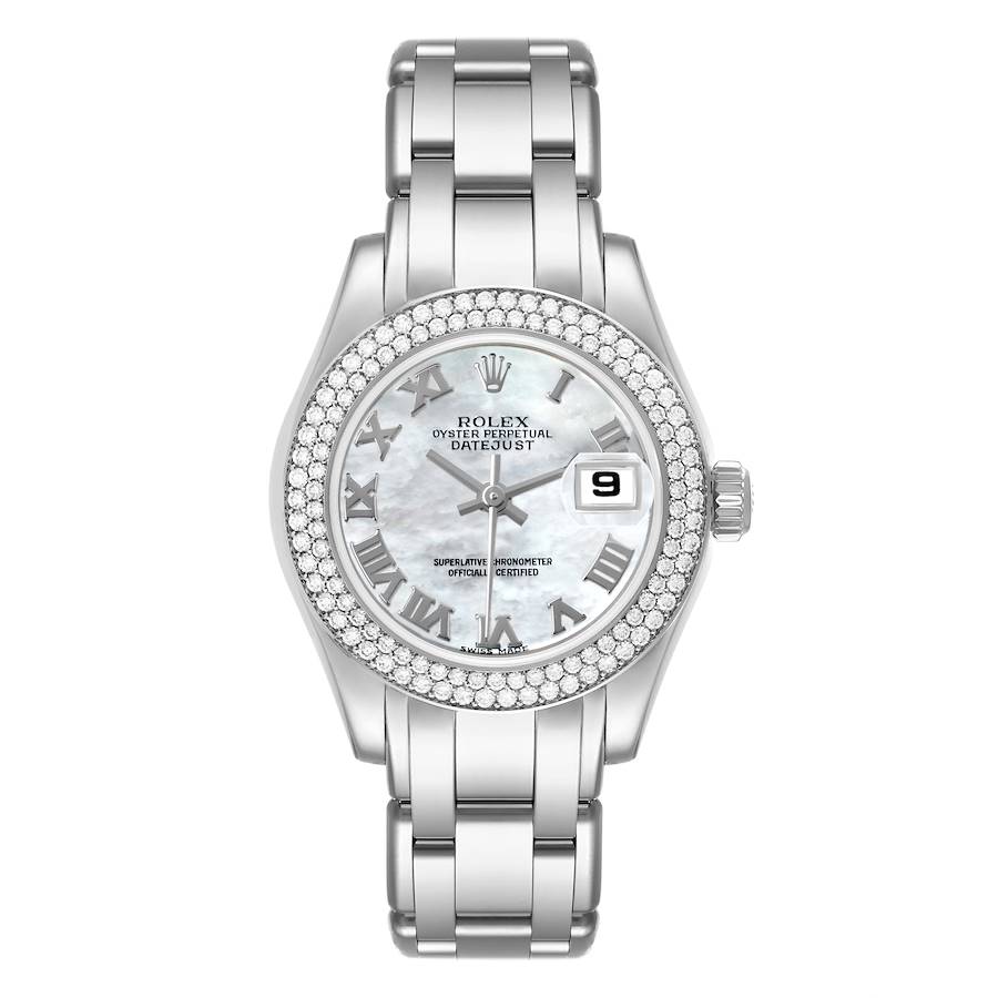 Replica Rolex Pearlmaster White Gold MOP Diamond Ladies Watch 80339