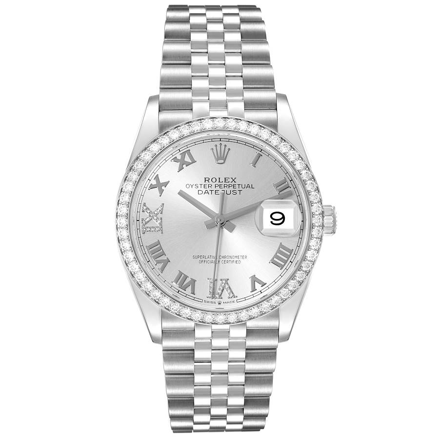 Replica Rolex Datejust Silver Diamond Dial Steel Mens Watch 126284 Box Card