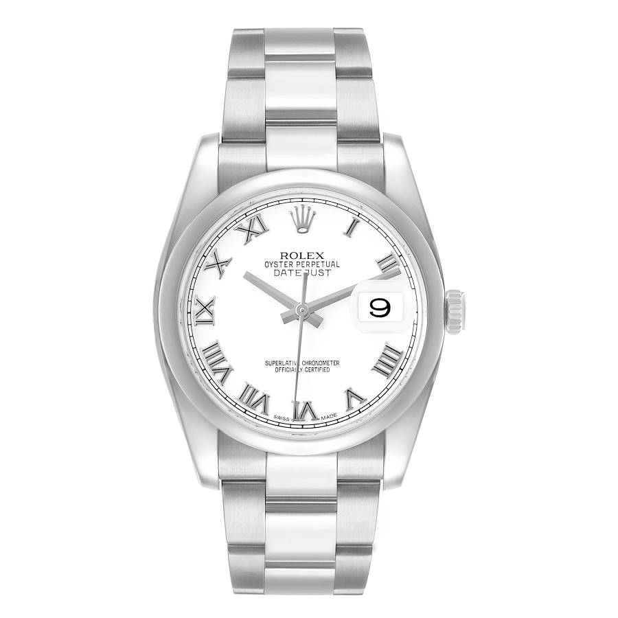 Replica Rolex Datejust Steel White Roman Dial Mens Watch 116200