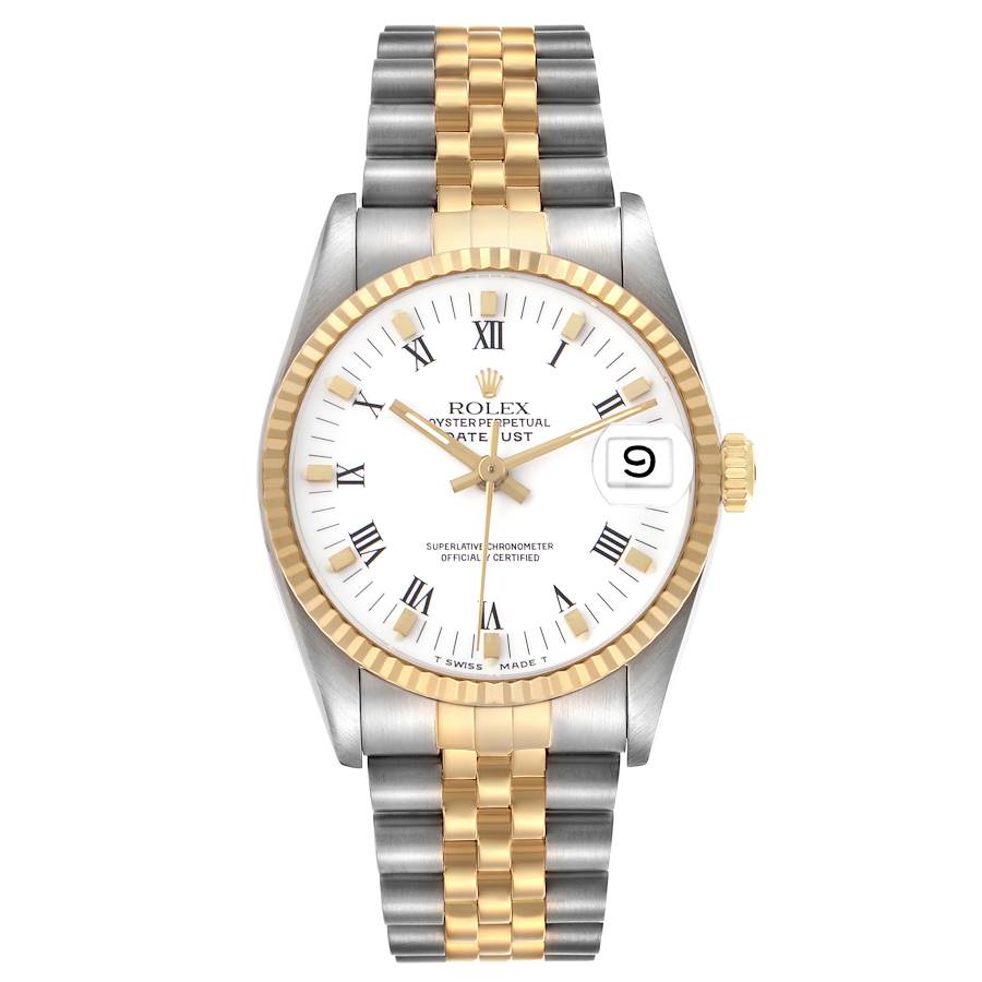 Replica Rolex Datejust Steel Yellow Gold White Dial Mens Watch 16233 Box Papers