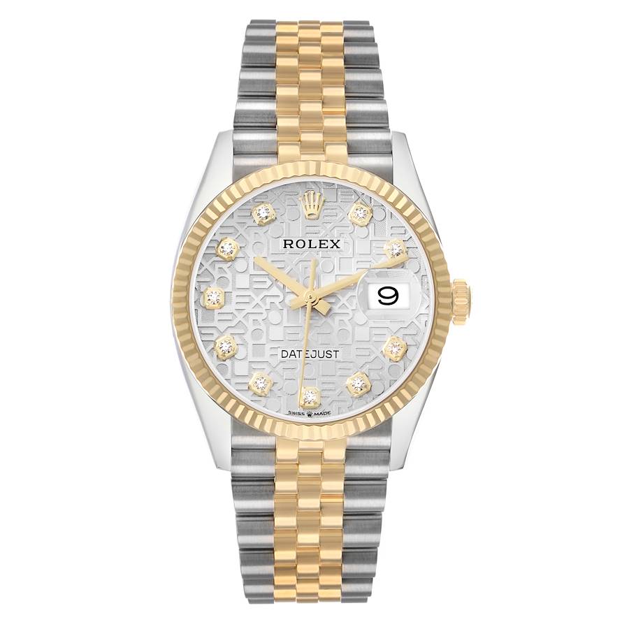 Replica Rolex Datejust Steel Yellow Gold Anniversary Diamond Dial Mens Watch 126233 Box Card