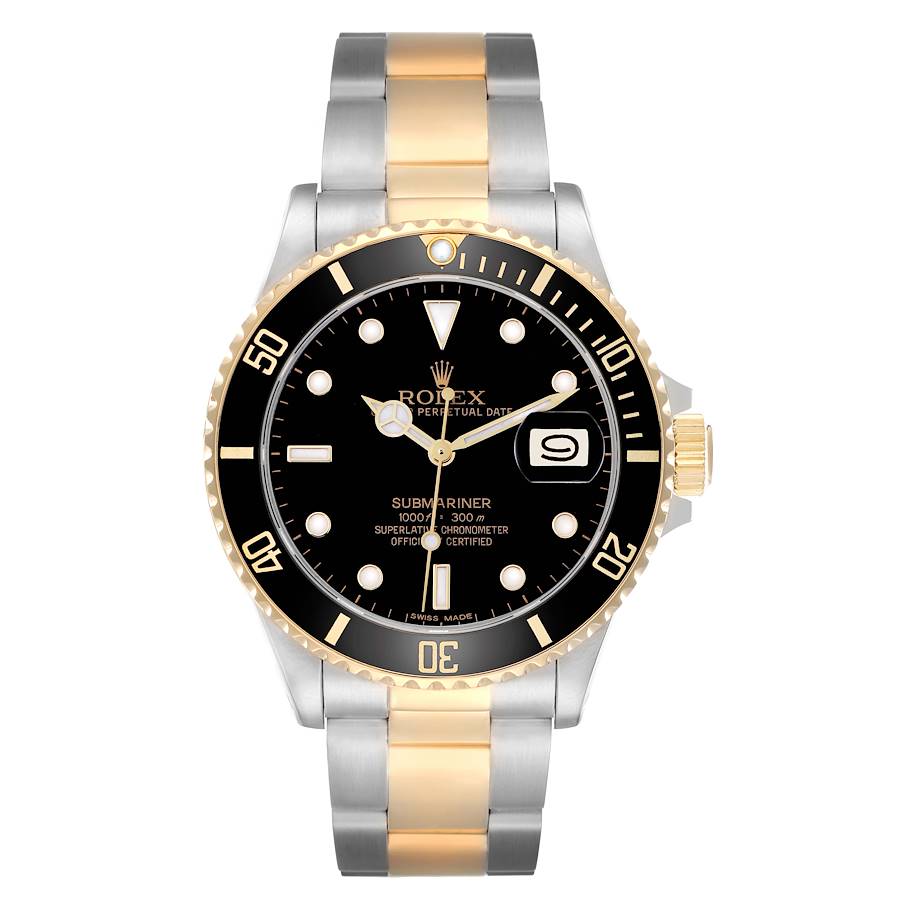 Replica Rolex Submariner Steel Yellow Gold Black Dial Mens Watch 16803