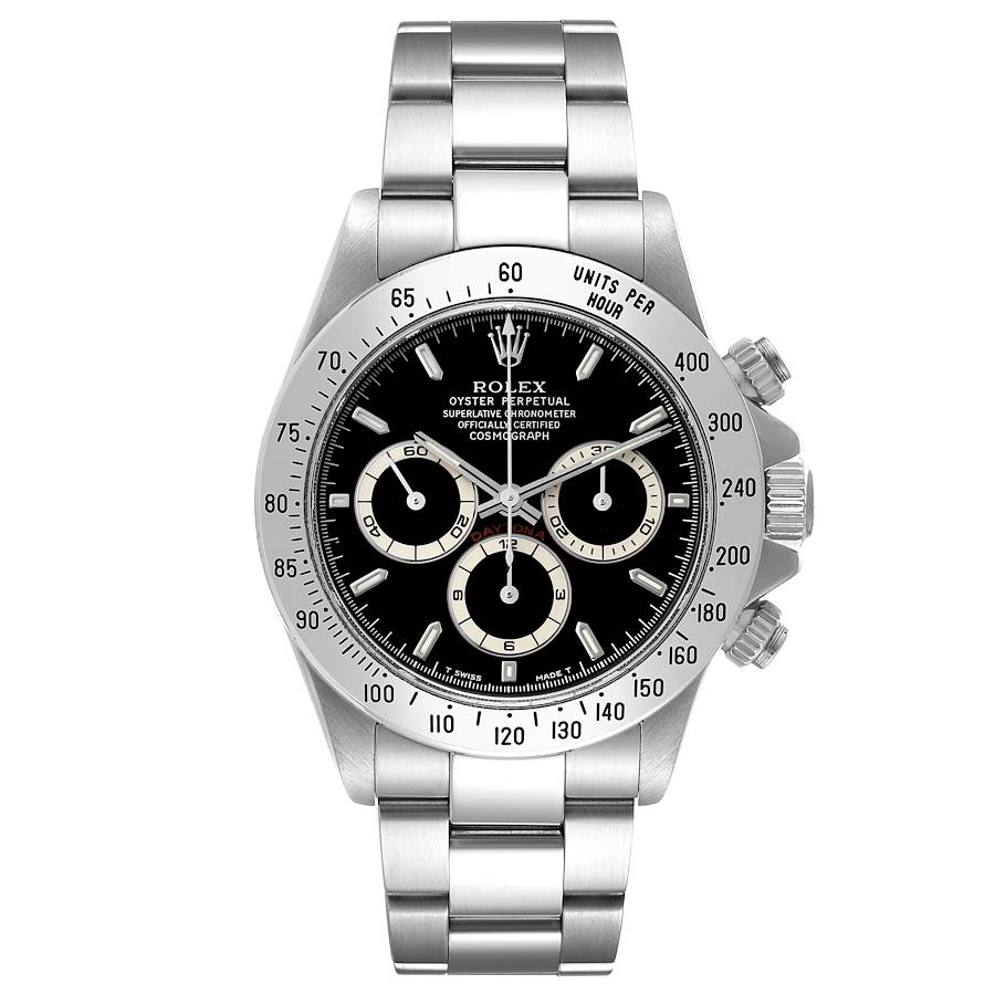 Replica Rolex Daytona Zenith Movement Black Dial Steel Mens Watch 16520