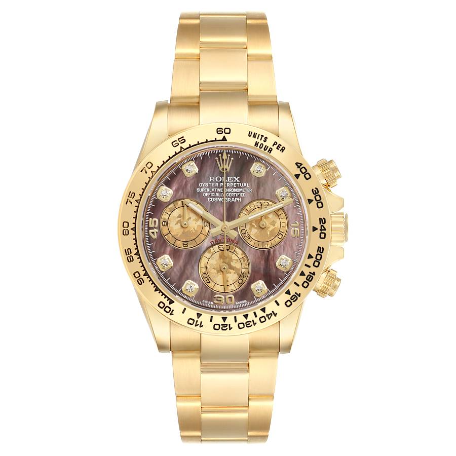 Replica Rolex Daytona Yellow Gold MOP Diamond Mens Watch 116508