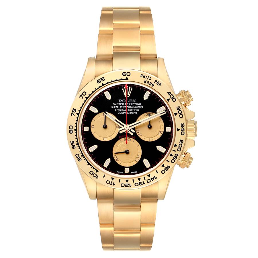 Replica Rolex Daytona Black Dial Yellow Gold Mens Automatic Watch 116508