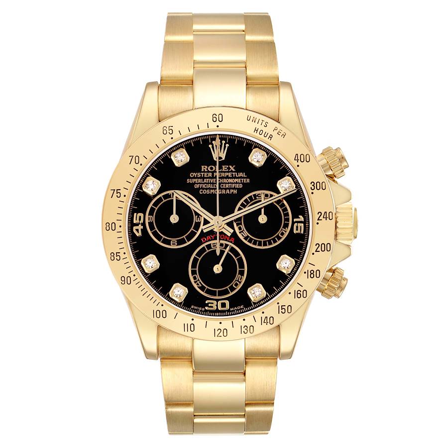 Replica Rolex Daytona Yellow Gold Black Dial Automatic Mens Watch 116528