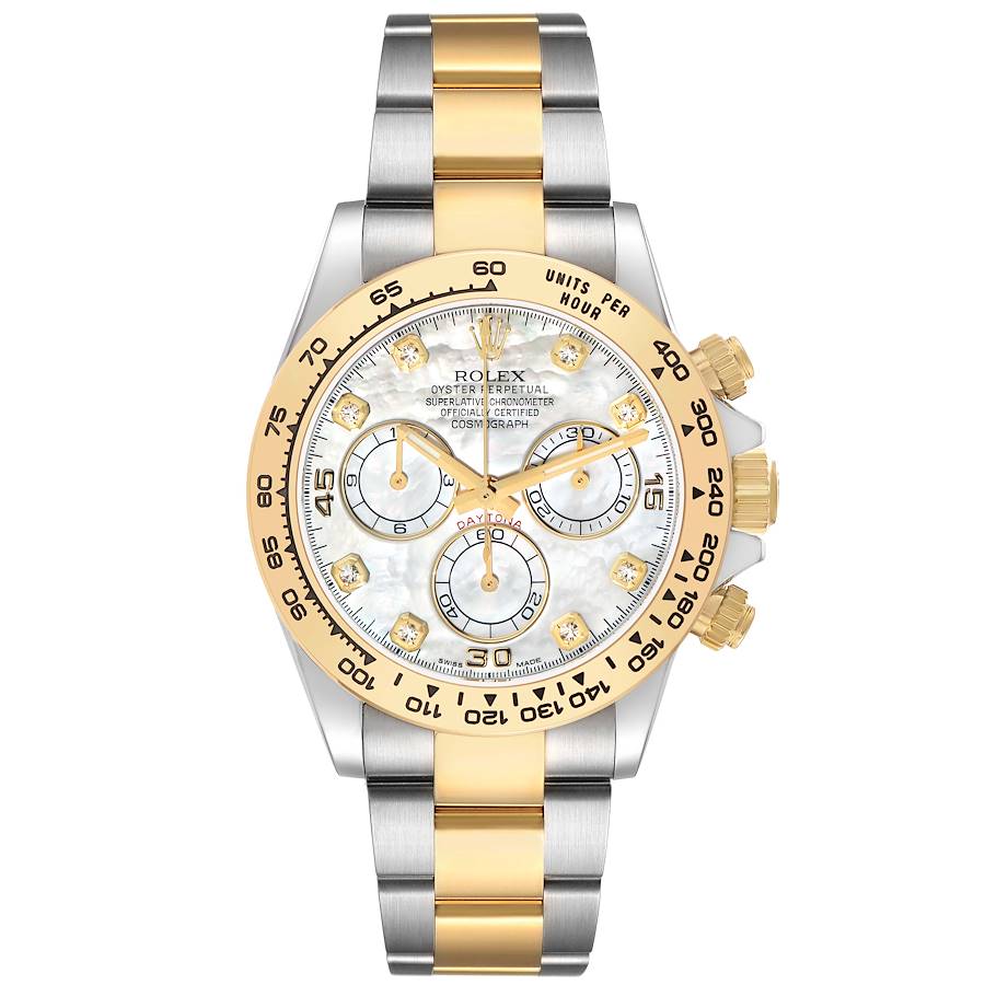 Replica Rolex Daytona Steel Yellow Gold White MOP Diamond Mens Watch 116503