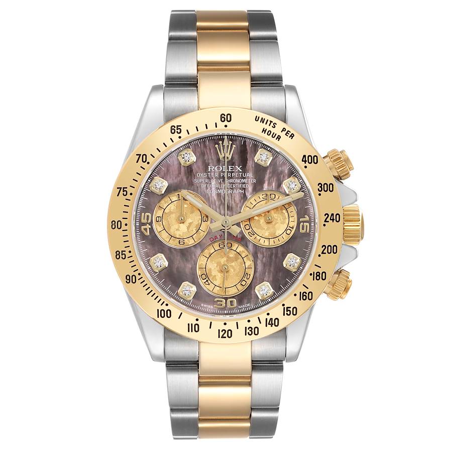 Replicsa Rolex Daytona Steel Yellow Gold MOP Diamond Dial Mens Watch 116523 