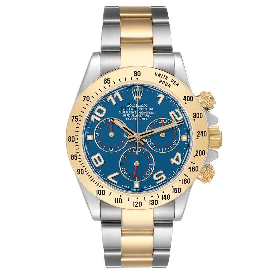 Redlica Rolex Daytona Steel Yellow Gold Blue Dial Mens Watch 116523