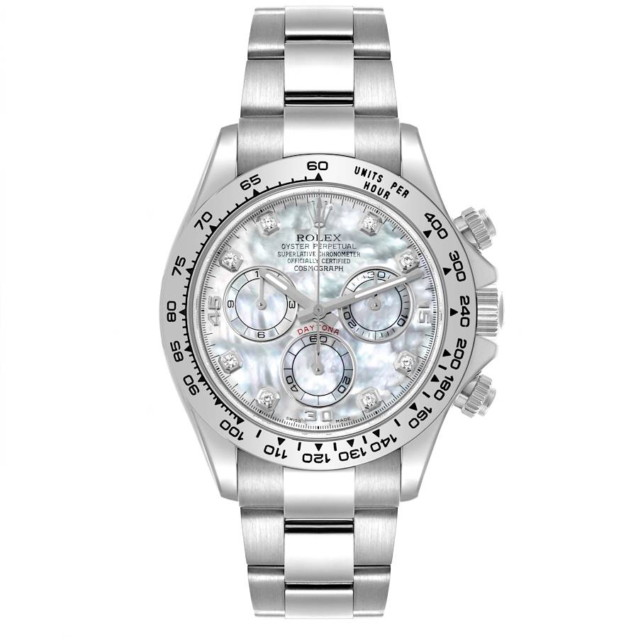 Replica Rolex Daytona White Gold Mother of Pearl Diamond Dial Automatic Mens Watch 116509