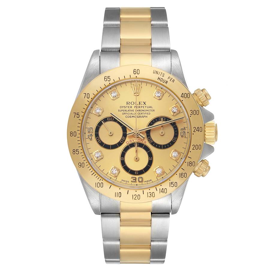 Replica Rolex Daytona Steel Yellow Gold Diamond Dial Mens Watch 16523