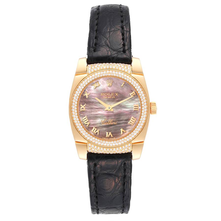 Replica Rolex Cellini Cestello Yellow Gold Mother of Pearl Diamond Ladies Watch 6311
