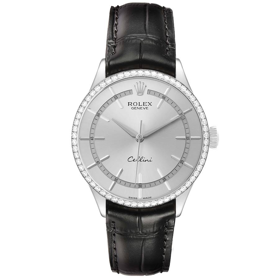 Replica Rolex Cellini Time White Gold Diamond Mens Watch 50709