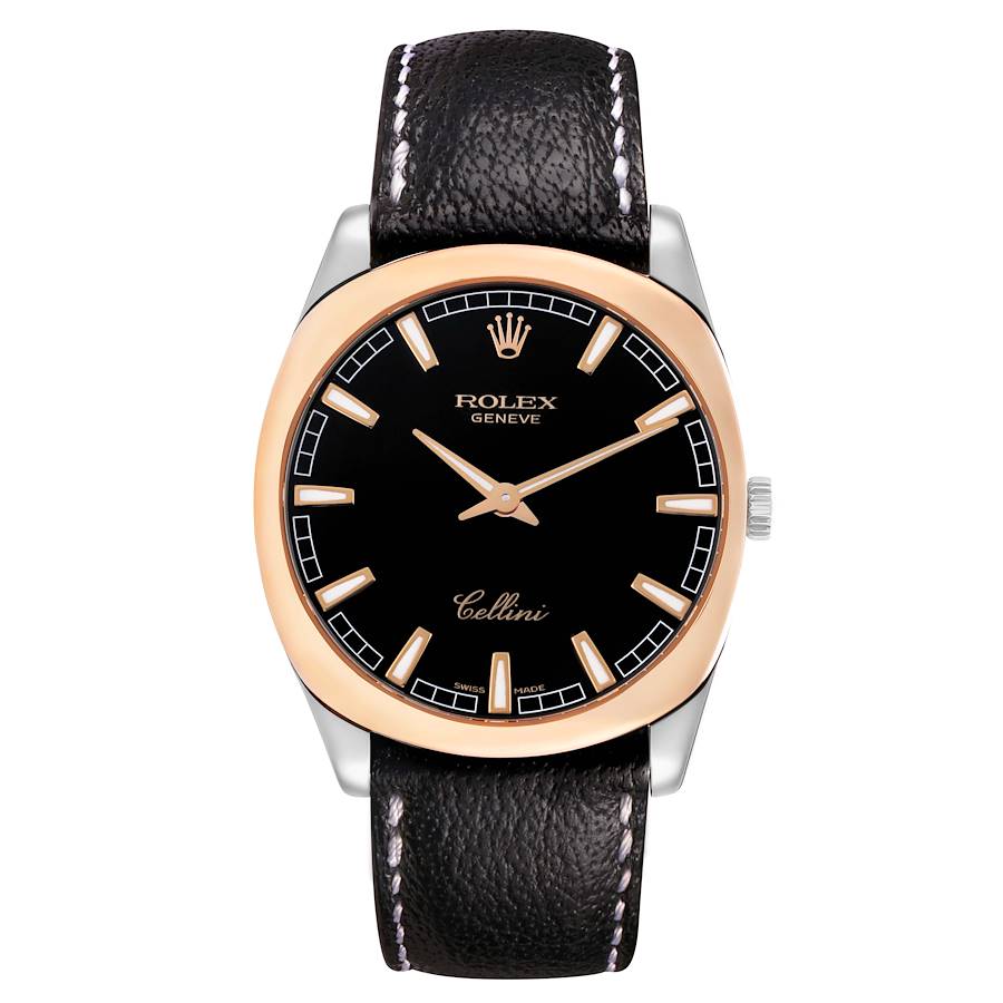 Replica Rolex Cellini Danaos Rose Gold Black Dial Mens Watch 4243