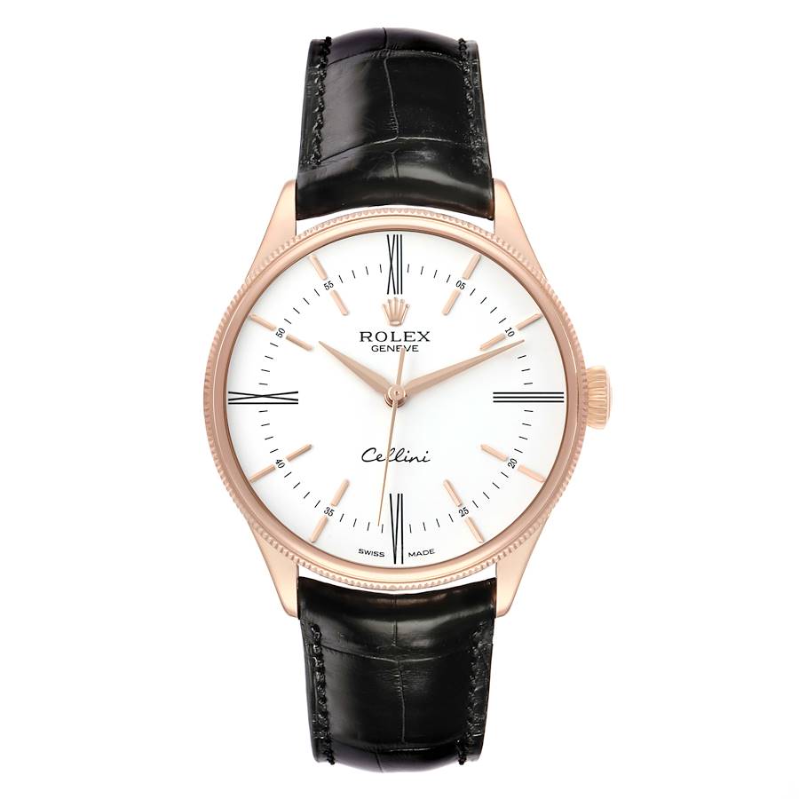 Replica Rolex Cellini Time Rose Gold White Dial Watch 50505